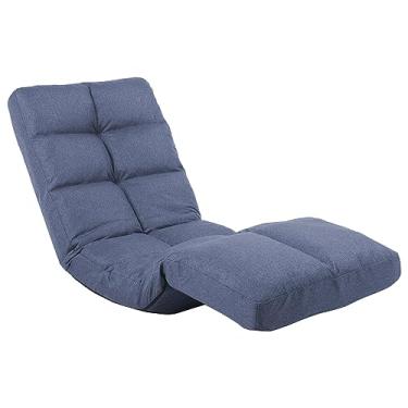 Imagem de Urnodel cadeira de chão com apoio para os pés encosto ajustável com apoio para os pés de 14 posições Cadeira de jogo dobrável com ajuste de 5 posições para fácil armazenamento linho fabirc c