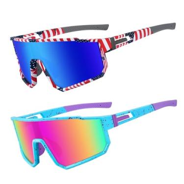 Imagem de MVPTGRS Óculos de sol de beisebol juvenil para meninos e meninas de 8 a 14 anos TR90 armação esportiva infantil para softball, ciclismo, beisebol, golfe, Colorido e bandeira, Kids