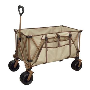 Imagem de carroça Carrinho de acampamento com rodas, vagão utilitário dobrável para mercearia com bolso lateral, vagão para praia, design ultracompacto dobrável