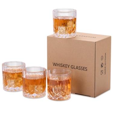 Imagem de Conjunto de 4 copos de uísque premium, copos de cristal à moda antiga, perfeitos para uísque, bourbon, coquetéis, vodka e licor - para homens e mulheres