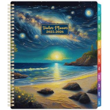 Imagem de Planner para professores 2025-2026 - 2025-2026, 23 x 28 cm, julho de 2025 - junho de 2026, livro de plano de aula semanal e mensal para professores com bolso traseiro, abas coloridas
