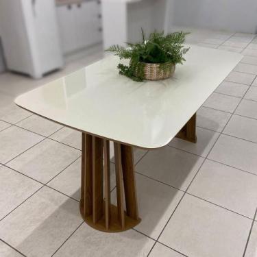 Imagem de Mesa de Jantar 1,60m com Tampo de Vidro 4 Lugares 100%MDF - Dalla Cost