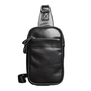 Imagem de Bolsa de peito de couro genuíno bolsa de ombro masculina casual bolsa de cintura de couro de vaca para homens moda bolsa crossbody para homens