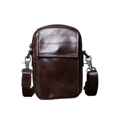 Imagem de Couro genuíno masculino usar cinto cintura Bolsa couro sólido simples crossbody Bolsa para homens(Coffee)