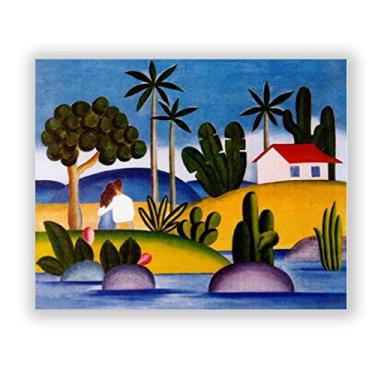 Imagem de Impressão de arte em tela Tarsila do Amaral - Pinturas famosas - Reproduções (floresta) Pôster abstrato - Imagens de arte de parede em tela para decoração de sala de estar 20 x 25 cm 8 x 9" sem
