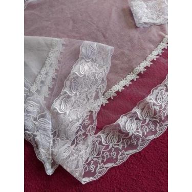 Imagem de VÉU CCB  renda larga nota musicais com poá notas - Quadrado ou Redondo