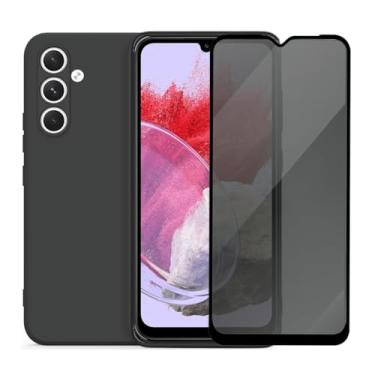 Imagem de Capa Aveludada e Película de Privacidade 3D Compatível Samsung Galaxy M34 Capinha Preta Premium e Película Anti-Espião