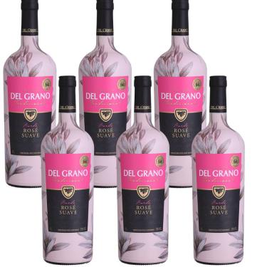 Imagem de Cx 6 Vinho De Mesa Rosé Bordô Suave Del Grano 1 Litro