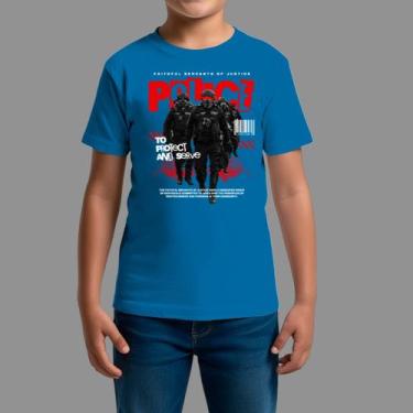 Imagem de Camisetas Infatil Básica Masculina Casual Estilosa Gola Redonda Police
