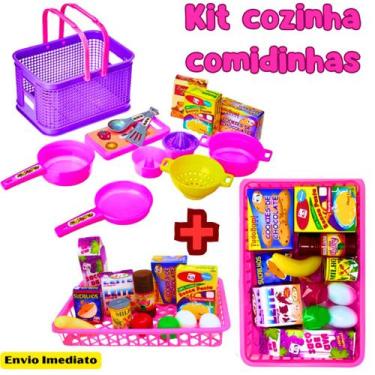 Imagem de Kit Brinquedos Para Meninas Cozinha Faz de Conta Cestinha 12 Acessório