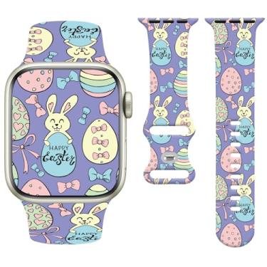 Imagem de Watbro Pulseira de relógio de férias compatível com Apple Watch de 38 mm, 40 mm, 41 mm, 42 mm, 44 mm, 45 mm e 49 mm, feminina e masculina, design de pulseira esportiva fofa de silicone macio para