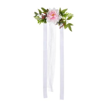 Imagem de WeiLaiKeQi Flor da cadeira de casamento, flores artificiais, decoração de cadeira de corredor de casamento para engajamento de banquetes, Rosa