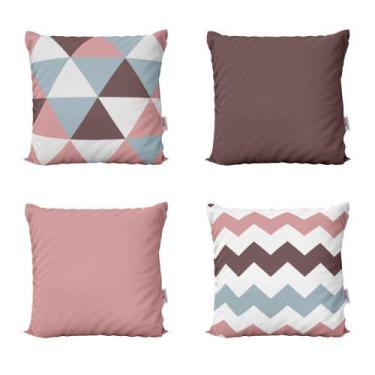 Imagem de Almofadas Decorativas e Geometricas Rose e Marrom Para Sala 40x40 - No