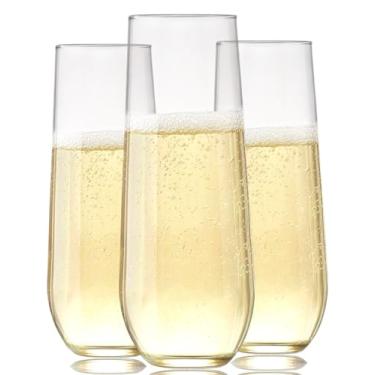 Imagem de Oojami Flauta de 255 g 48 peças de qualidade premium reciclável inquebrável plástico transparente taças de champanhe flauta a granel