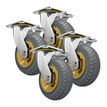 Imagem de Roda giratória para serviço pesado, rodízios de placa industrial de 4 unidades para carrinhos, carrinhos, bancada de trabalho, carrinho(5 inch with brake)