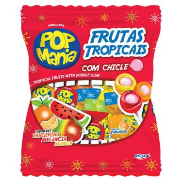 Imagem de Pirulito pop mania frutas tropicais pacote 600g riclan doce atacado