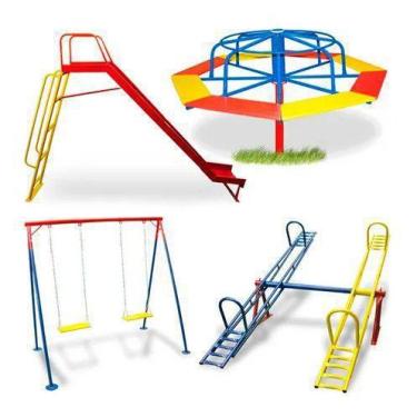 Imagem de Playground Infantil 4 Em 1 Escorrega Gira Gira Balanço Gangorra - Best