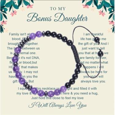 Imagem de AZFEIYA Pulseiras femininas com código Morse Bonus Mother Hematita Natural Lava Stone Bead Pulseira Ajustável Ametista Trançada Joias Inspiradoras para Mulheres, Irmãs, Senhoras, Large, Cristal, Sem