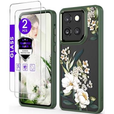 Imagem de DagoRoo Capa para Motorola Moto G Stylus 5G 2025 + protetor de tela de vidro temperado, proteção de grau militar, TPU macio fino + PC rígido, capa com padrão de flores cristalinas para meninas e