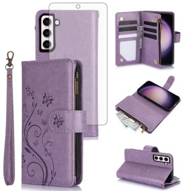 Imagem de Asuwish Capa de celular para Samsung Galaxy S23 Plus S23+ 5G carteira celular com protetor de tela alça de pulso flor flip zíper porta-cartões suporte suporte S23plus 23S + S 23 23+ SM-S916U feminino