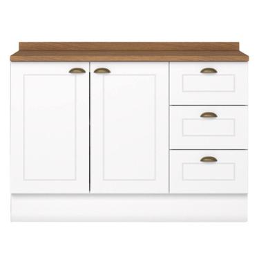 Imagem de Balcao Pia Com Tampo 120cm C353 Americana Branco Nature Henn