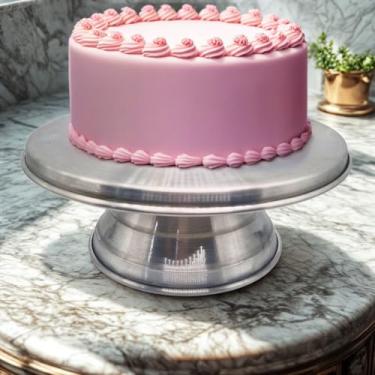 Imagem de Suporte Bailarina para Bolo Nº 30 Polido – Base Giratória Profissional para Decoração de Bolos e Confeitaria