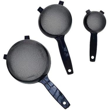Imagem de Kit Peneiras de Plástico Preta 3 peças - Mini, Pequena e Média