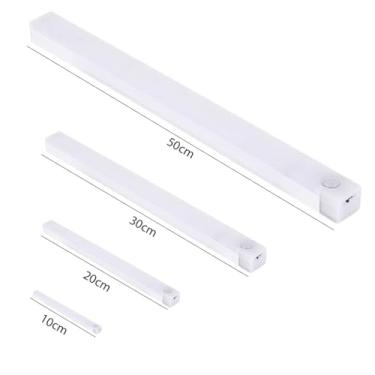 Imagem de Kit 2 Smart Luminária Inteligente Ultra LED com sensor de movimento sem fio e Recarregável USB fino barra 10/20/30/50cm(2,20CM | BRANCO QUENTE)