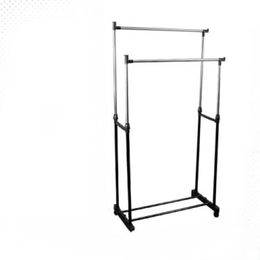 Imagem de Cabideiro De Chão Arara Organizador Roupas Sapateira Rodinhas Regulável