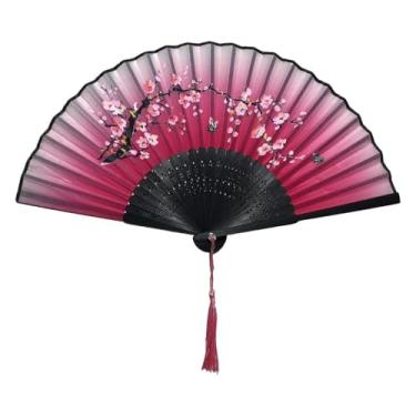 Imagem de Leque De Mão Japonês Bambu Madeira Tecido(Preto Sakura)