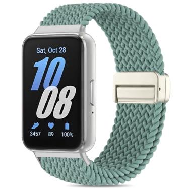 Imagem de Huadea Pulseira de nylon trançado magnético compatível com Samsung Galaxy Fit 3 para mulheres e homens, alça solo, elástica, elástica, ajustável, para Galaxy Fit 3, SM-R390