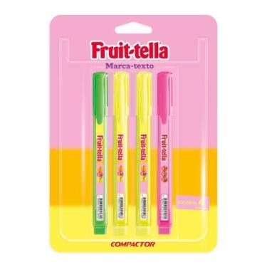 Imagem de Caneta Marca Texto Destaq FRUIT-TELLA Cores Intensas Caixa com 4 Unida