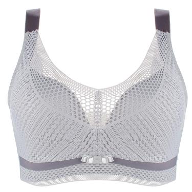 Imagem de Sutiãs Esportivos Wenjun Para Mulheres Plus Size, Alto Impacto E Suporte De Cobertura Total De Malha De Renda Sexy Suporte Para Corrida, Gray, 38D