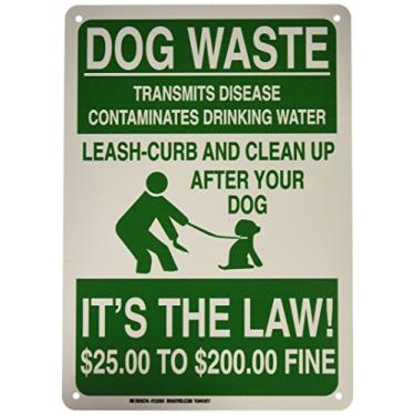 Imagem de Brady 123561 Placa de reciclagem e meio ambiente, legenda "Dog Waste Transmits Disease Contaminates Drinking Water Leash", 35,5 cm de altura, 25,4 cm de largura, verde sobre branco