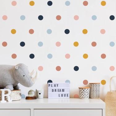 Imagem de Adesivo de Parede Para Quarto Bolinhas Tons Boho 144un