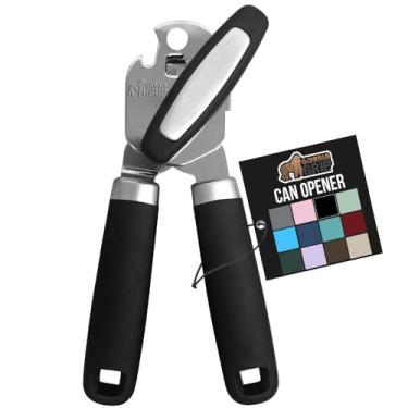 Imagem de Gorilla Grip Abridor de lata manual de borda lisa de aço inoxidável resistente original com alça de toque suave, à prova de ferrugem, botão portátil de giro fácil, abridores de tampa grandes, preto