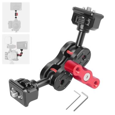 Imagem de Mechrig Braço mágico para câmera com cabeça esférica dupla e parafusos de 1/10.2 cm, braço mágico de alumínio, rotação de 360°, suporte de monitor de campo articulado para luz de LED/microfone/gaiola
