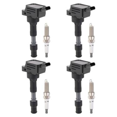 Imagem de Kinwrdsn Conjunto De 4 Bobinas Ignição Uf816 E Vela Irídio 9723 Compatível Com Hyundai Elantra Kona Sonata Hybrid Veloster, Kia Forte Optima Soul Seltos Forte5