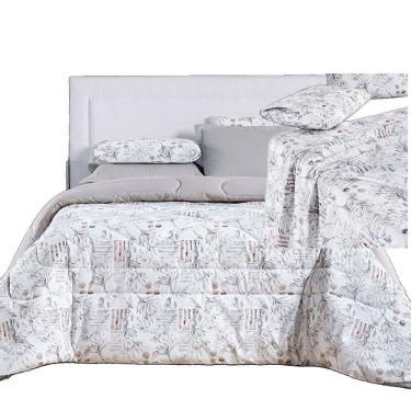 Imagem de Kit Coordenado Edredom E Lençol Sensuale Super King Protea 5 Peças - 80% Algodão, 20% Poliéster