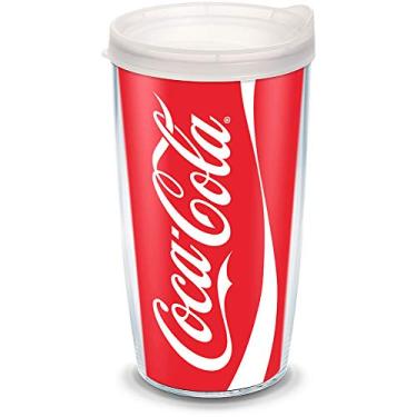 Imagem de Tervis Coca-Cola - Copo de lata de coque com envoltório e tampa fosca 473 g, transparente