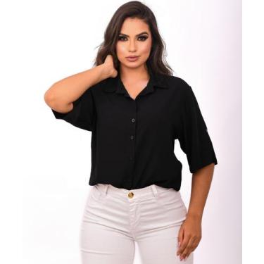 Imagem de camisa feminina chemise social moda evangelica casua manga 3/4 - atrat