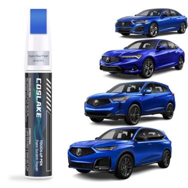 Imagem de COSLAKE Tinta de retoque de carro (Apex Blue Pearl(B-621P)) para Acura, kit de reparo de arranhões de pintura de carro, solução rápida e fácil de reparar, caneta removedor de arranhões com 2