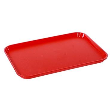 Imagem de Ｂｅｓｇａ Bandeja retangular para mesa de centro, bandejas fáceis de limpar para serviço de alimentação, bandejas modernas para cafeteria, bandeja para fast, Vermelho, 30.5x26.5x2.1cm
