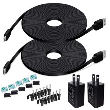 Imagem de Carregador de cabo de extensão de energia à prova de intempéries de 26 pés para piscar ao ar livre, Blink XT2/XT, Wyze Cam V3, WyzeCam Outdoor, Arlo Essential, Eufy, KasaCam, Yi Camera, Cabo de carregamento com adaptador para câmera de segurança 2 pacotes