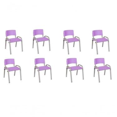 Imagem de Kit 8 Cadeiras Infantil Iso, Escola, Base Cinza- Lilas
