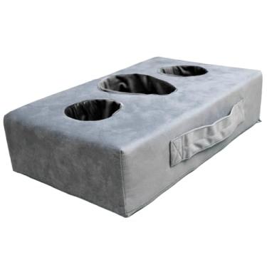 Imagem de Travesseiro para sofá, 3 suportes para copos, bandeja de bebida de flanela com enchimento de esponja, suporte portátil para sofá e cama, organizador de bebidas à prova de derramamento para sala de