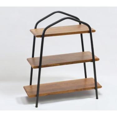 Imagem de Vesta Homes Rack organizador de 3 níveis para casa e cozinha/prateleiras de armazenamento/prateleira de especiarias/organizador de madeira para escritório, quarto | 50,8 x 18 x 44,5 cm | Madeira de