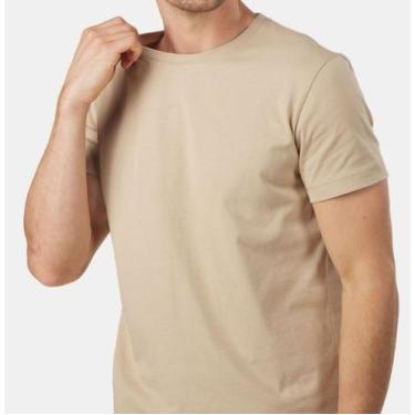 Imagem de Camiseta Masculina Casual Básica Lisa 100% Algodão - Sem marca, Bege, 