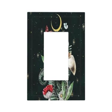 Imagem de Nature Mushrooms Plant Like Painted 1 Gang Rocker Light Switch Cover Single Rocker Capa decorativa para placas de parede GFCI placa elétrica para decoração de casa