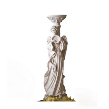 Imagem de Castiçal de resina castiçal 11 x 11 x 37 cm suportes de castiçal branco | decoração interna castiçal cônico suporte de vela candelabro decoração de casa